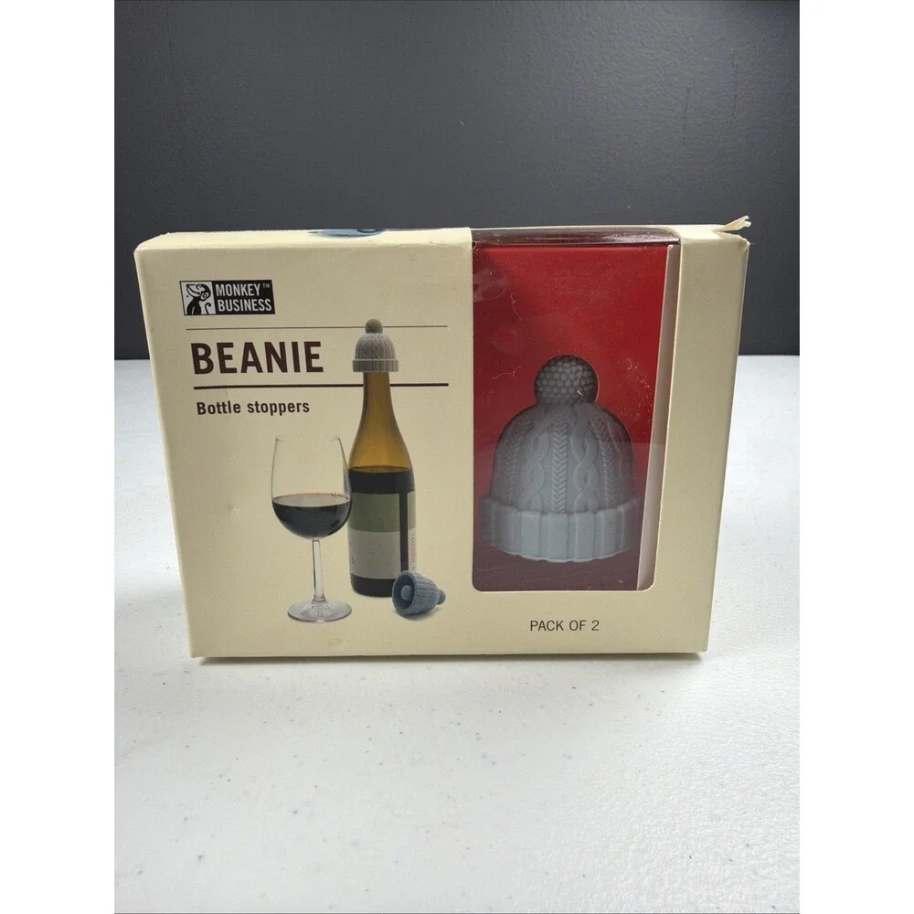 Beanie Cap Silicone Bottle Stopper, Cork Replacement, Blue & Gray